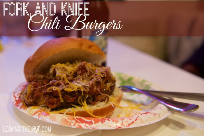 Fork and knife Chili Burgers