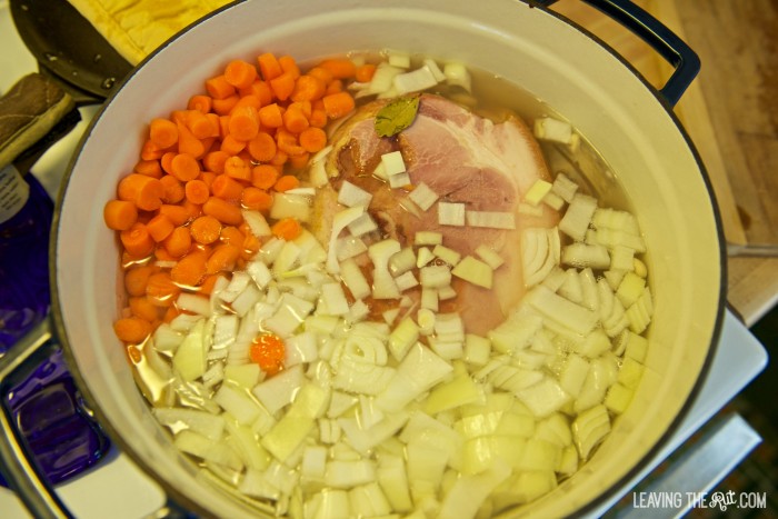 Hearty Ham and Bean Soup chopped veggies
