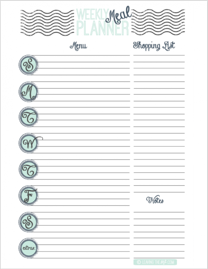 Leaving the Rut Meal Planner Printable pic