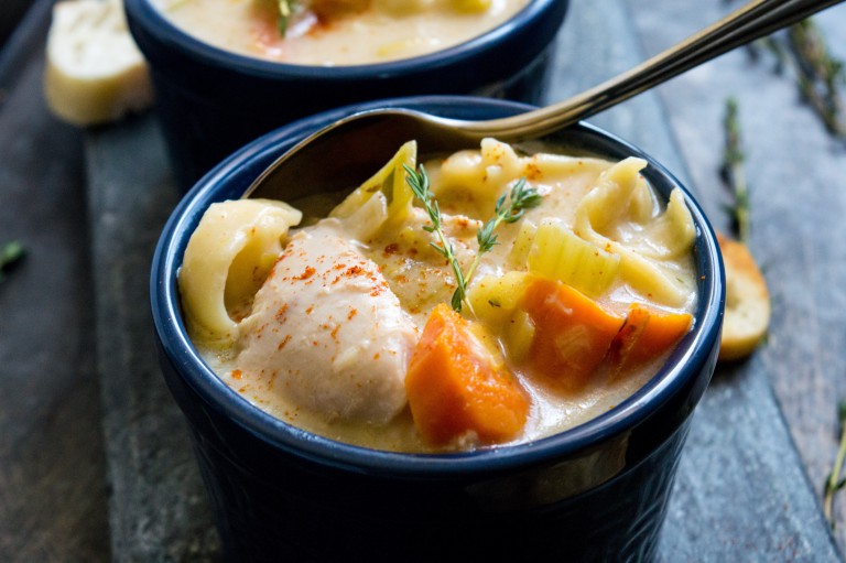 Leek & Carrot Chicken Tortellini Soup