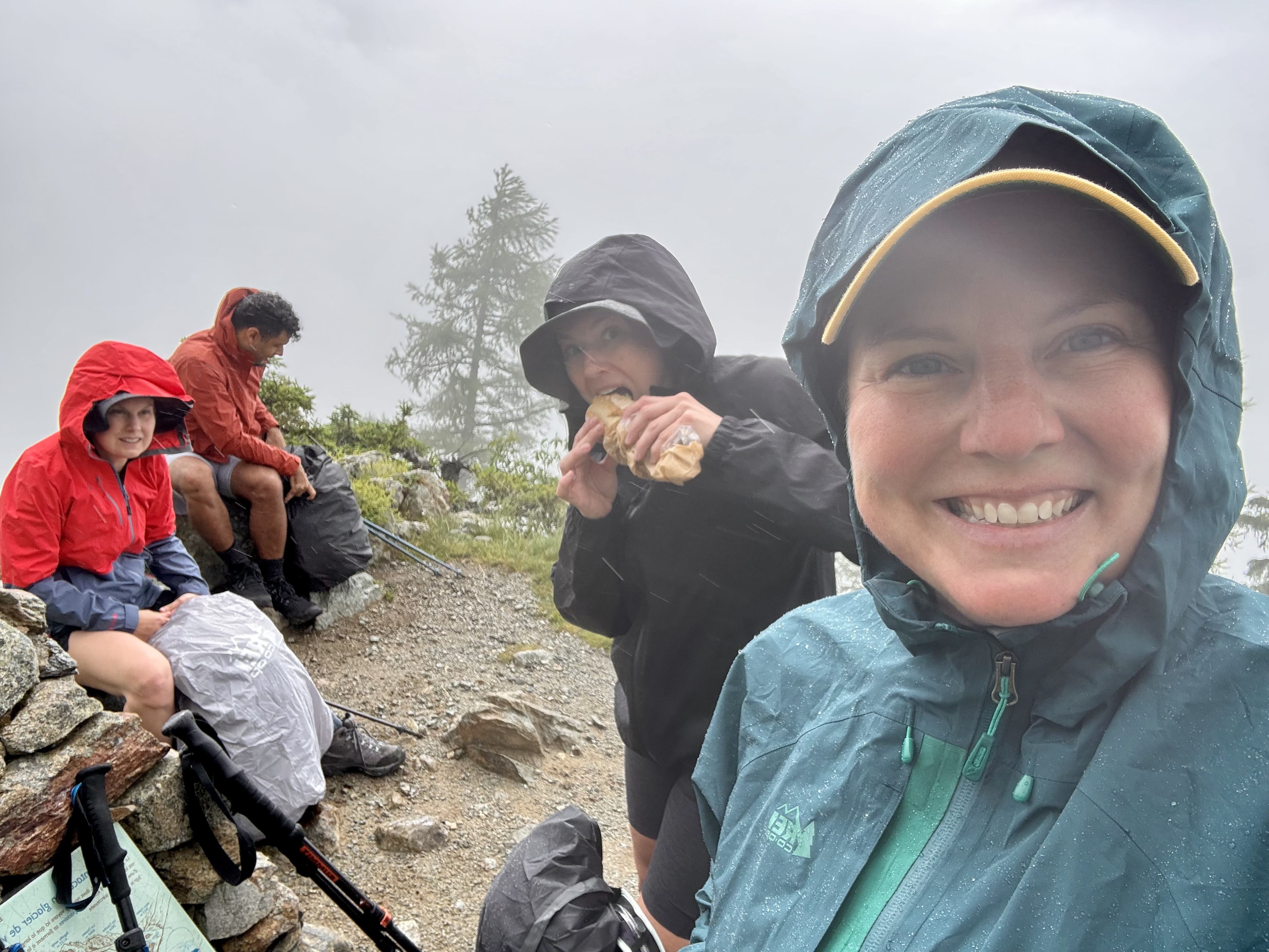 Hiking to Lac Blanc in heavy rain during the Tour du Mont Blanc