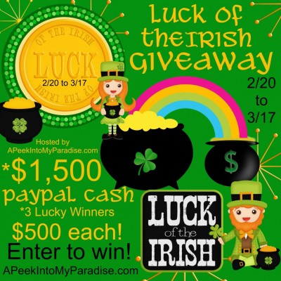 Luck of the Irish $1500 PayPal Cash Giveaway